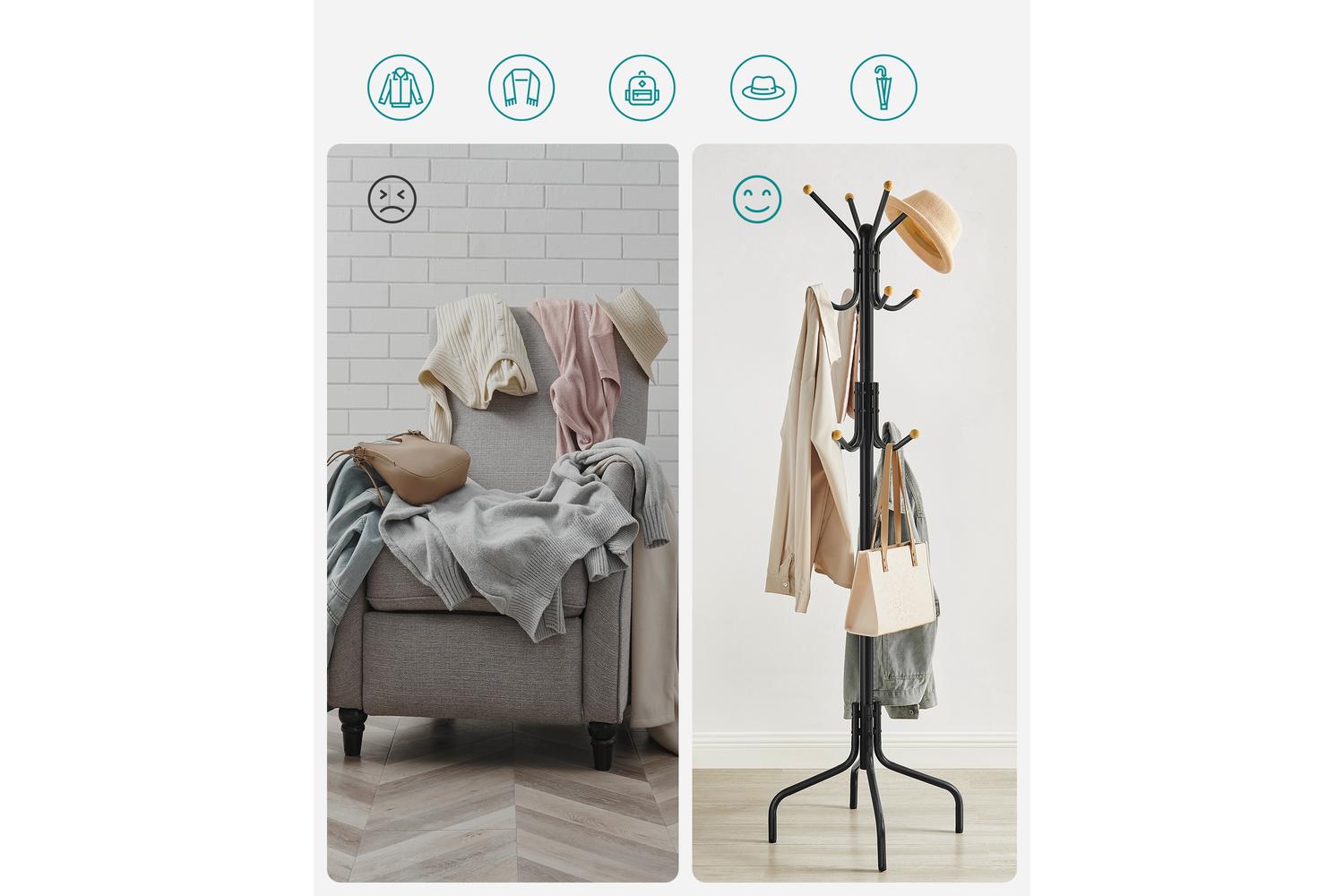 Coat Rack | Free Standing | Steel | 12 Hooks-4