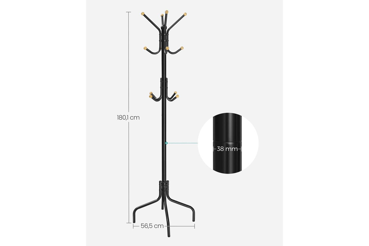 Coat Rack | Free Standing | Steel | 12 Hooks-5