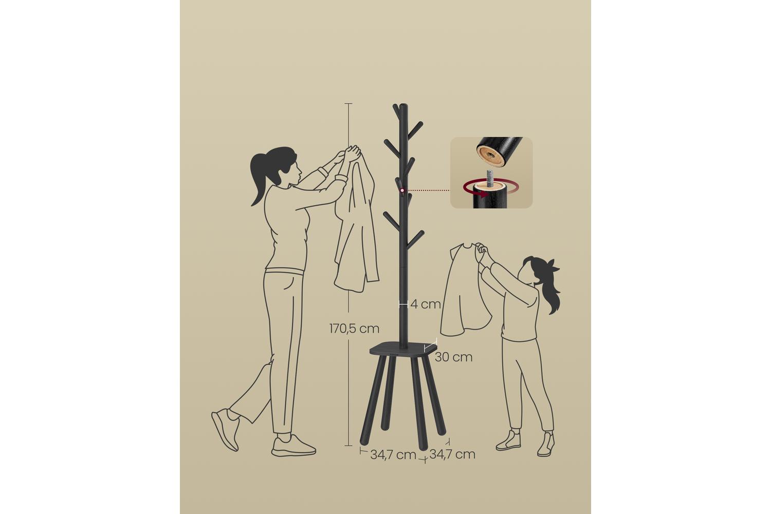 Vasagle Coat Rack | Freestanding | Rubberwood & Mdf | 175.8cm-4