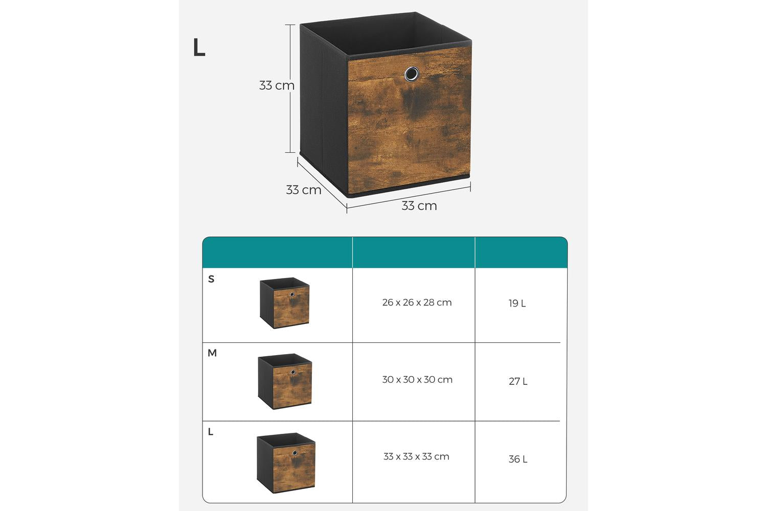 Songmics Storage Box | Fabric Storage Cube | Oxford & Non-woven Fabric | 33 X 33 X 33 Cm-2