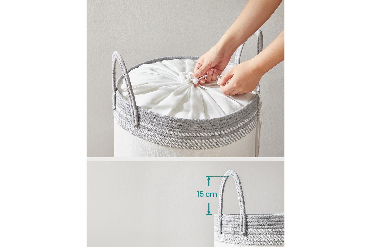 Laundry Basket | Laundry Storage | Fabric & Cotton Rope | 60l-3