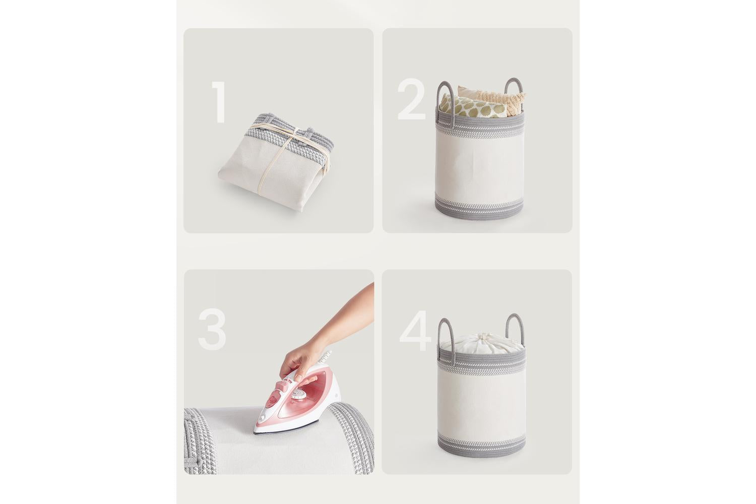 Laundry Basket | Laundry Storage | Fabric & Cotton Rope | 60l-5