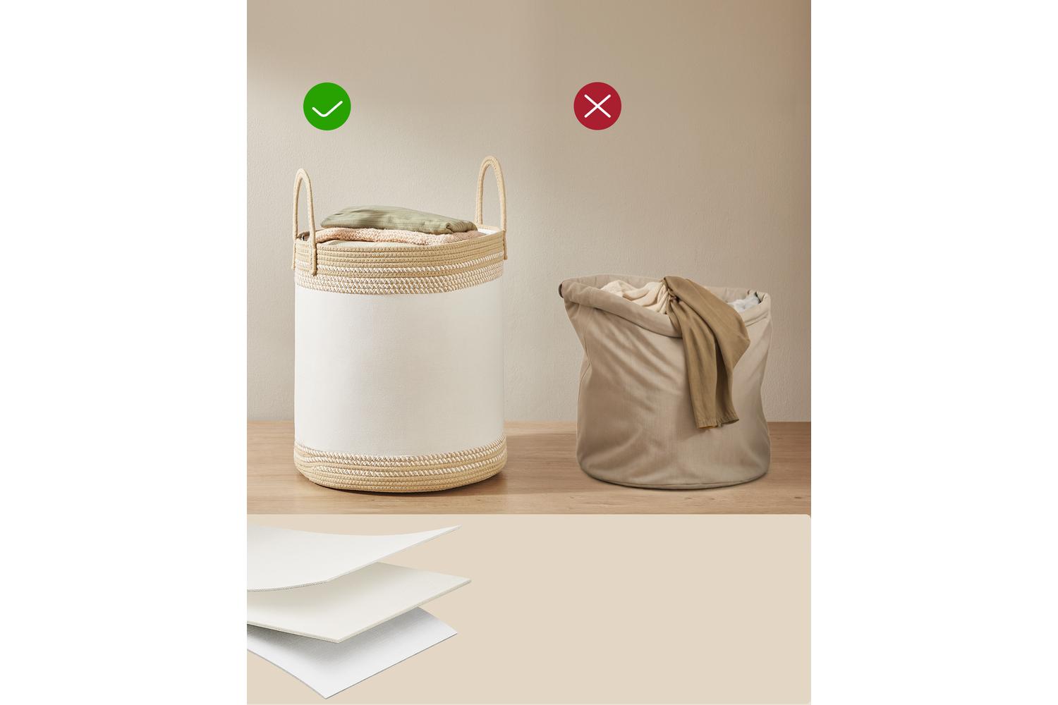 Laundry Basket | Laundry Hamper | Fabric And Cotton Rope | 60 Litre-2