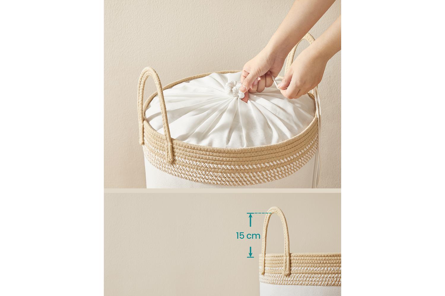 Laundry Basket | Laundry Hamper | Fabric And Cotton Rope | 60 Litre-3