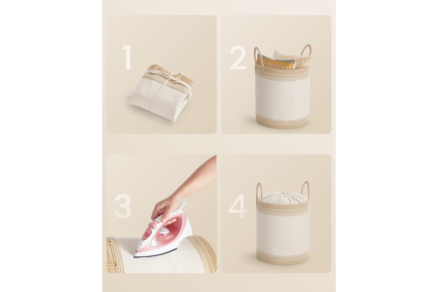 Laundry Basket | Laundry Hamper | Fabric And Cotton Rope | 60 Litre-5