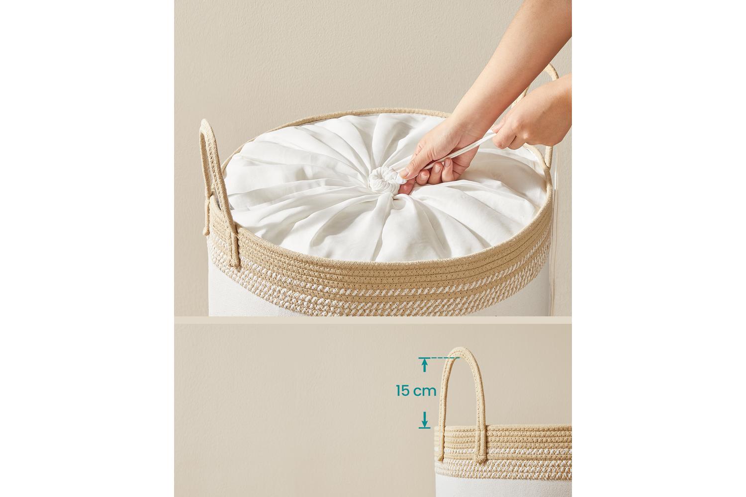 Laundry Basket | Laundry Hamper | Fabric & Cotton Rope | 90 Litre-3