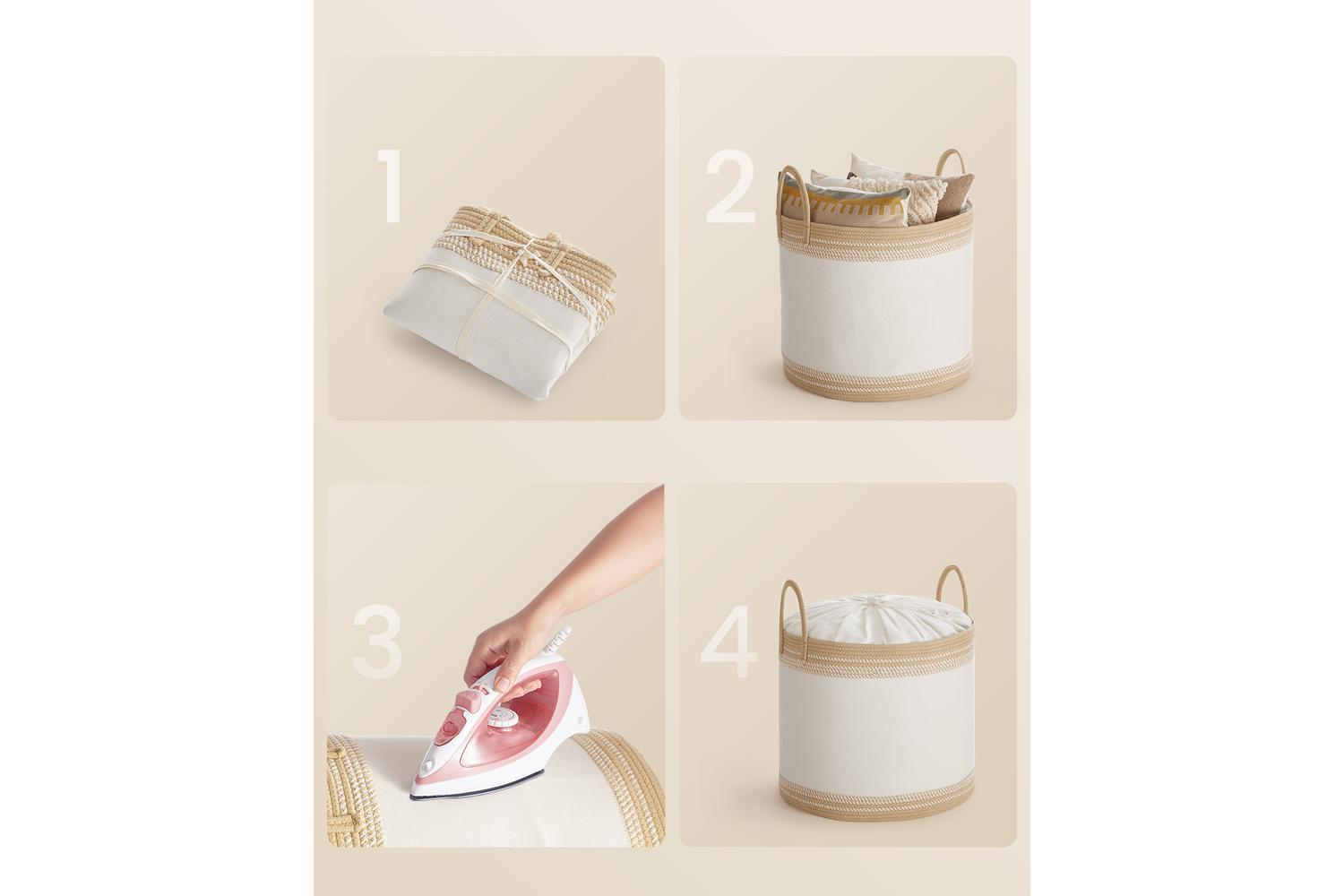 Laundry Basket | Laundry Hamper | Fabric & Cotton Rope | 90 Litre-5