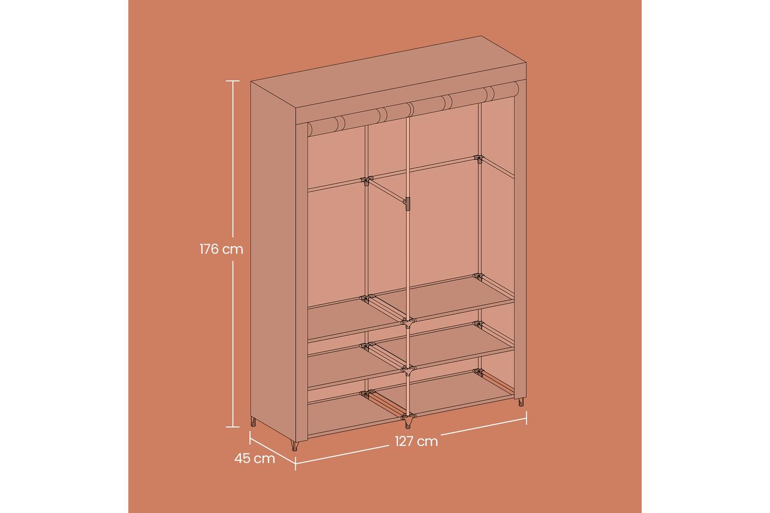 Wardrobe | Clothes Storage | Steel And Fabric | 127 X 45 X 176 Cm-4