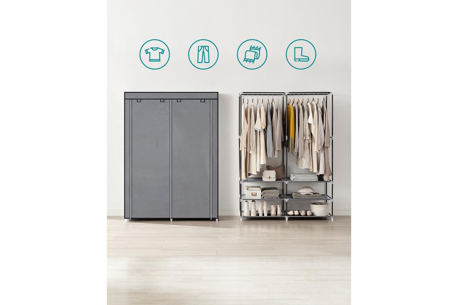Wardrobe | Clothes Storage | Steel & Non-woven Fabric | 127 X 45 X 176 Cm-2