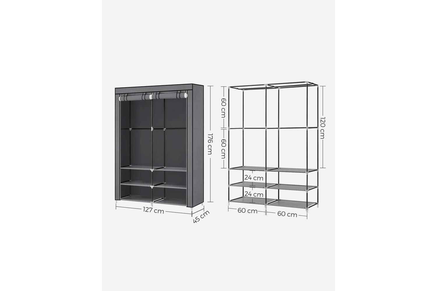 Wardrobe | Clothes Storage | Steel & Non-woven Fabric | 127 X 45 X 176 Cm-6