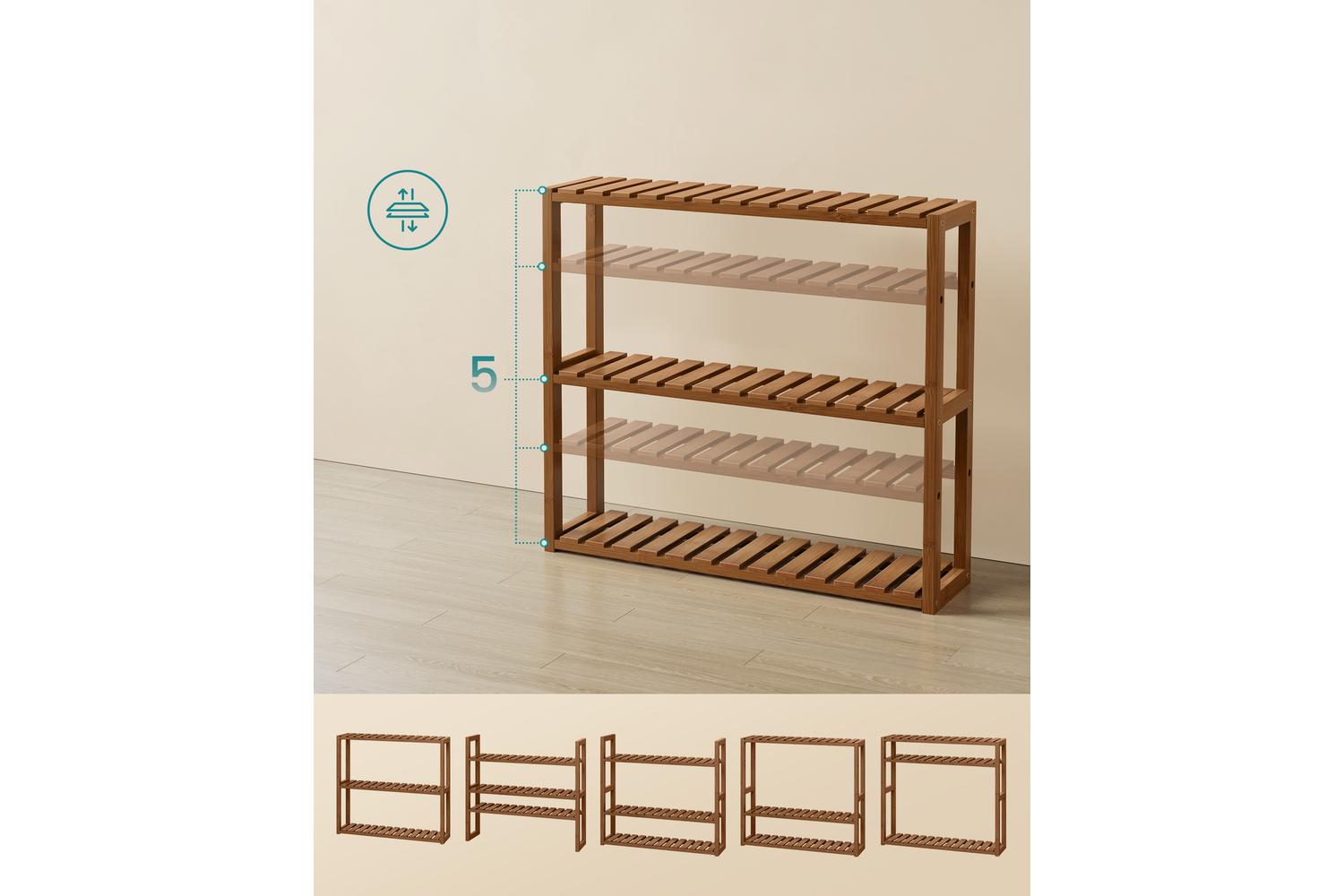 Caramel Brown Three Layer Bathroom Bamboo Storage Rack | Bathroom Storage | Bamboo | 60x15cm-3