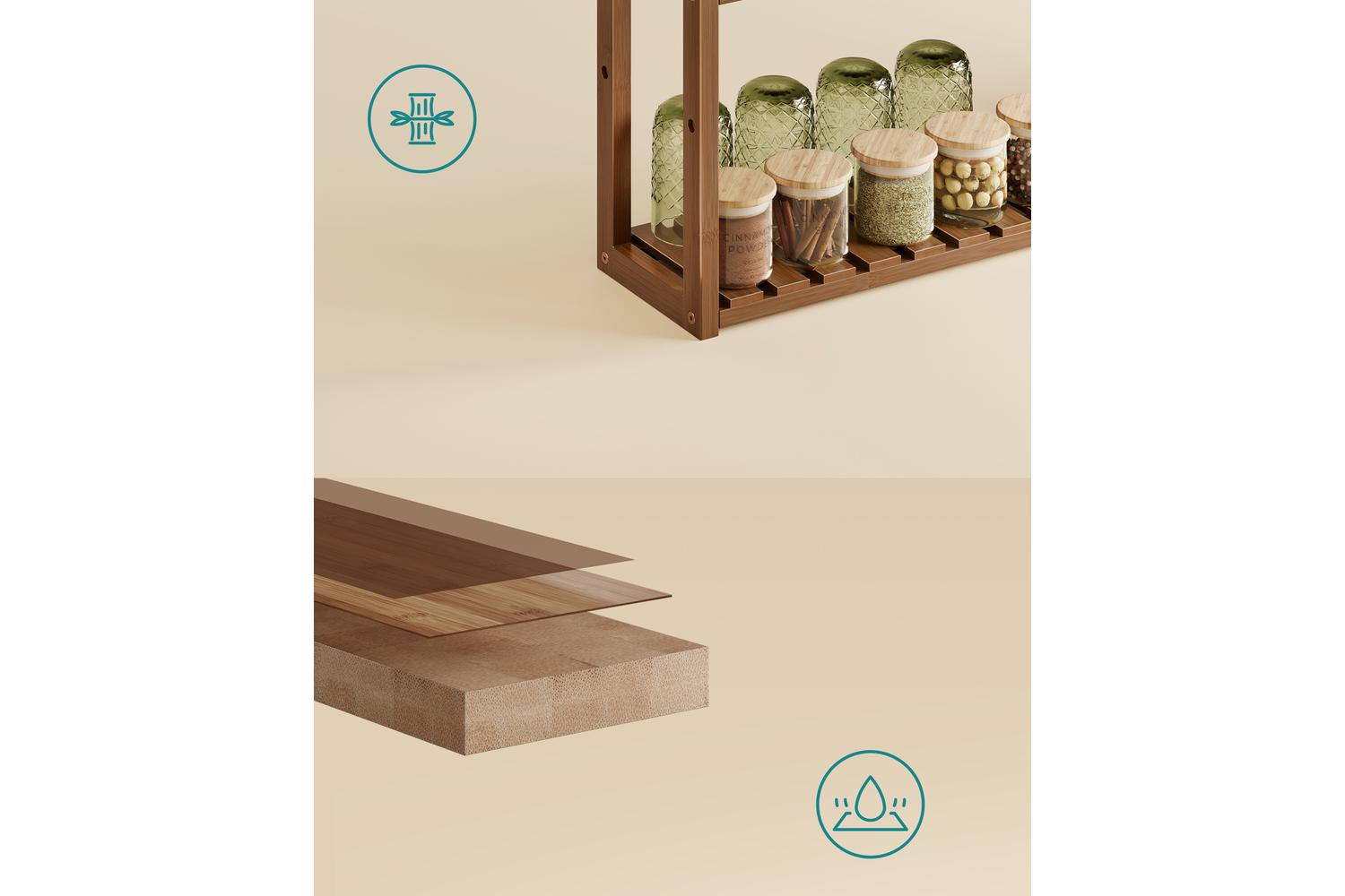 Caramel Brown Three Layer Bathroom Bamboo Storage Rack | Bathroom Storage | Bamboo | 60x15cm-4