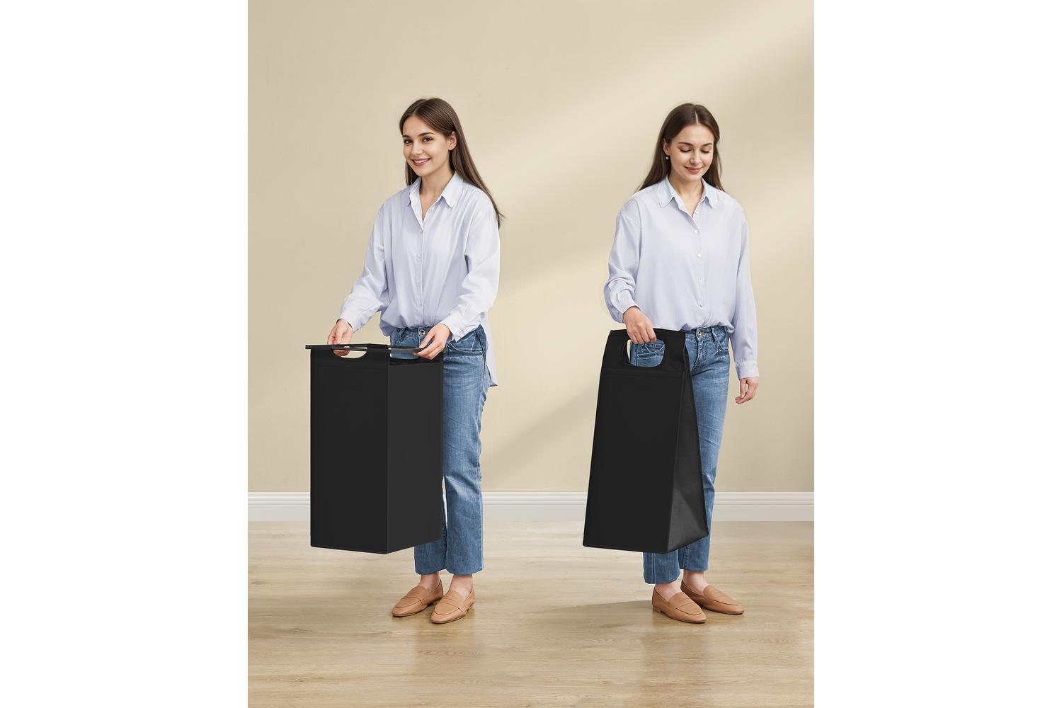 Laundry Hamper | Double Compartment | Steel And Mdf | 92 Litre-6