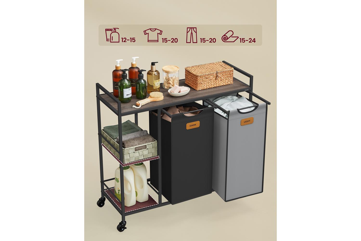 Luandry Basket | Laundry Trolley | Steel & Oxford Fabric | Large-2