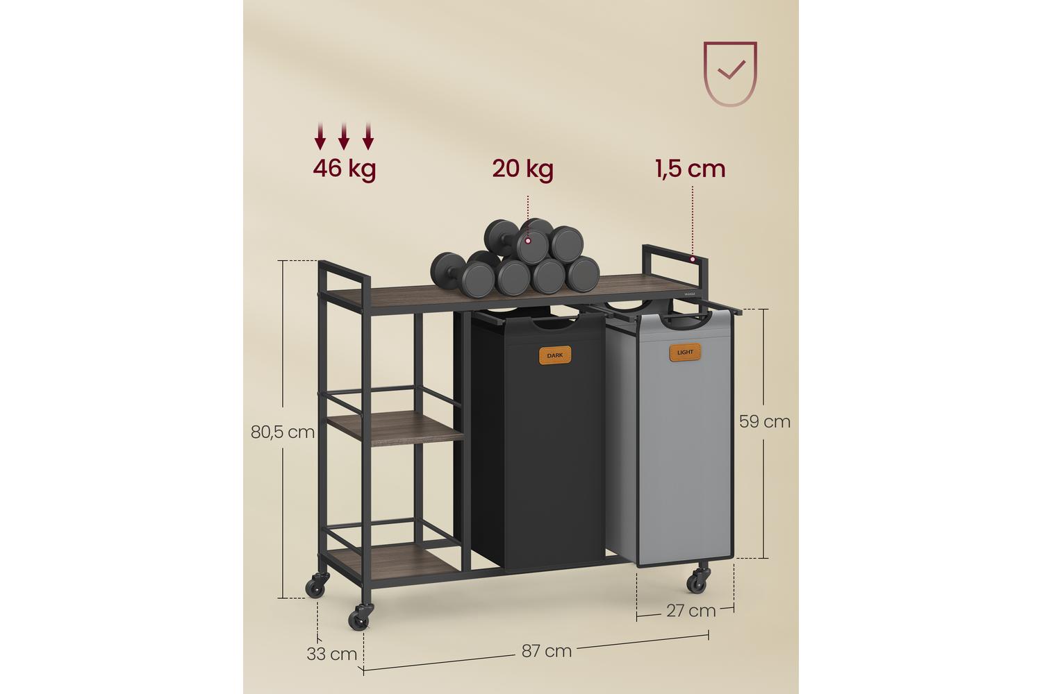 Luandry Basket | Laundry Trolley | Steel & Oxford Fabric | Large-5