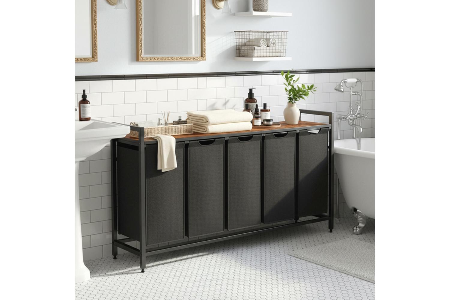 Laundry Hamper | Laundry Basket | Mdf & Steel | 143.5 X 33 X 72 Cm-3