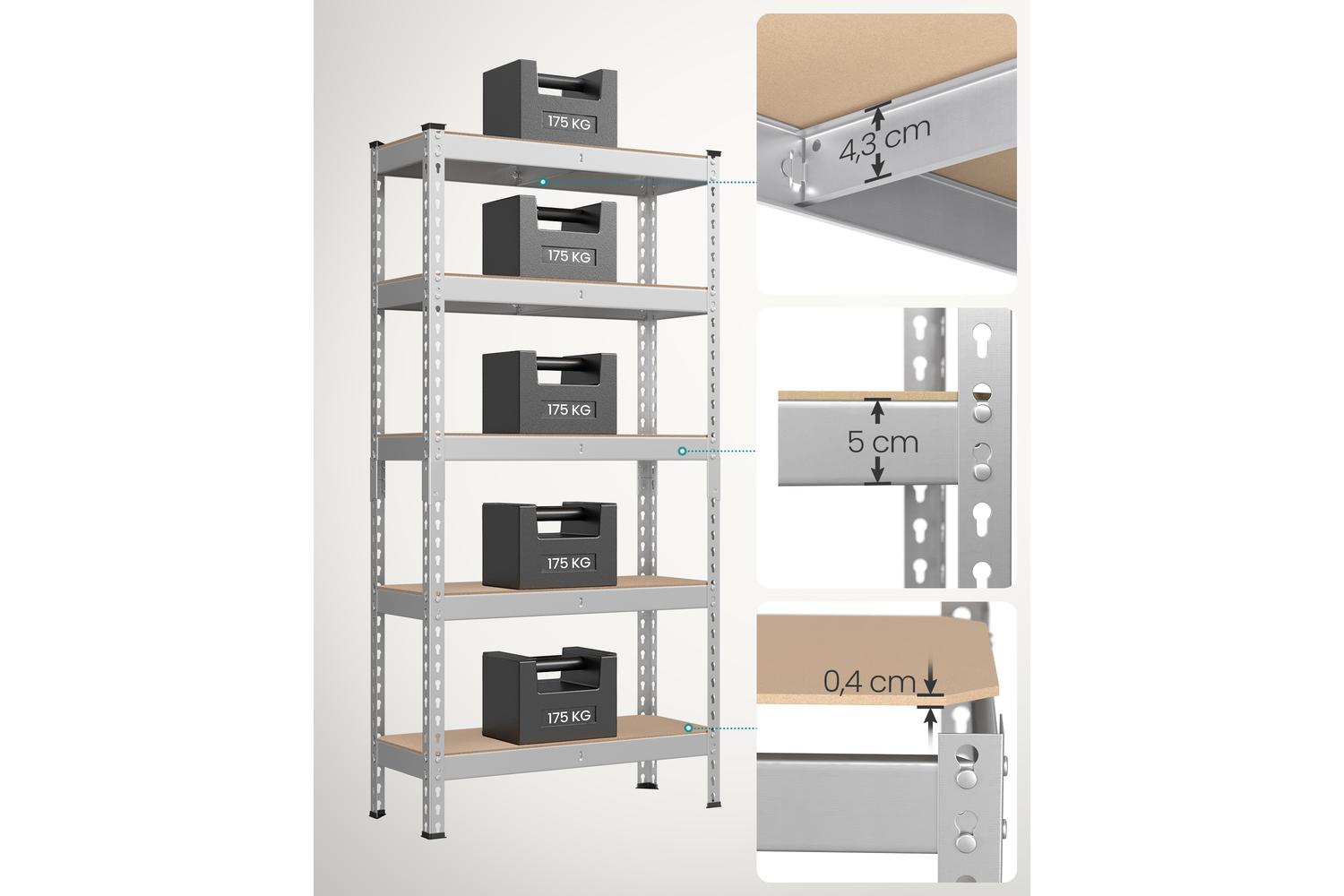 Songmics Shelving Unit | Garage Shelving | Steel & Mdf | 5-tier | 11.8 X 29.5 X 59.1 Inches-2