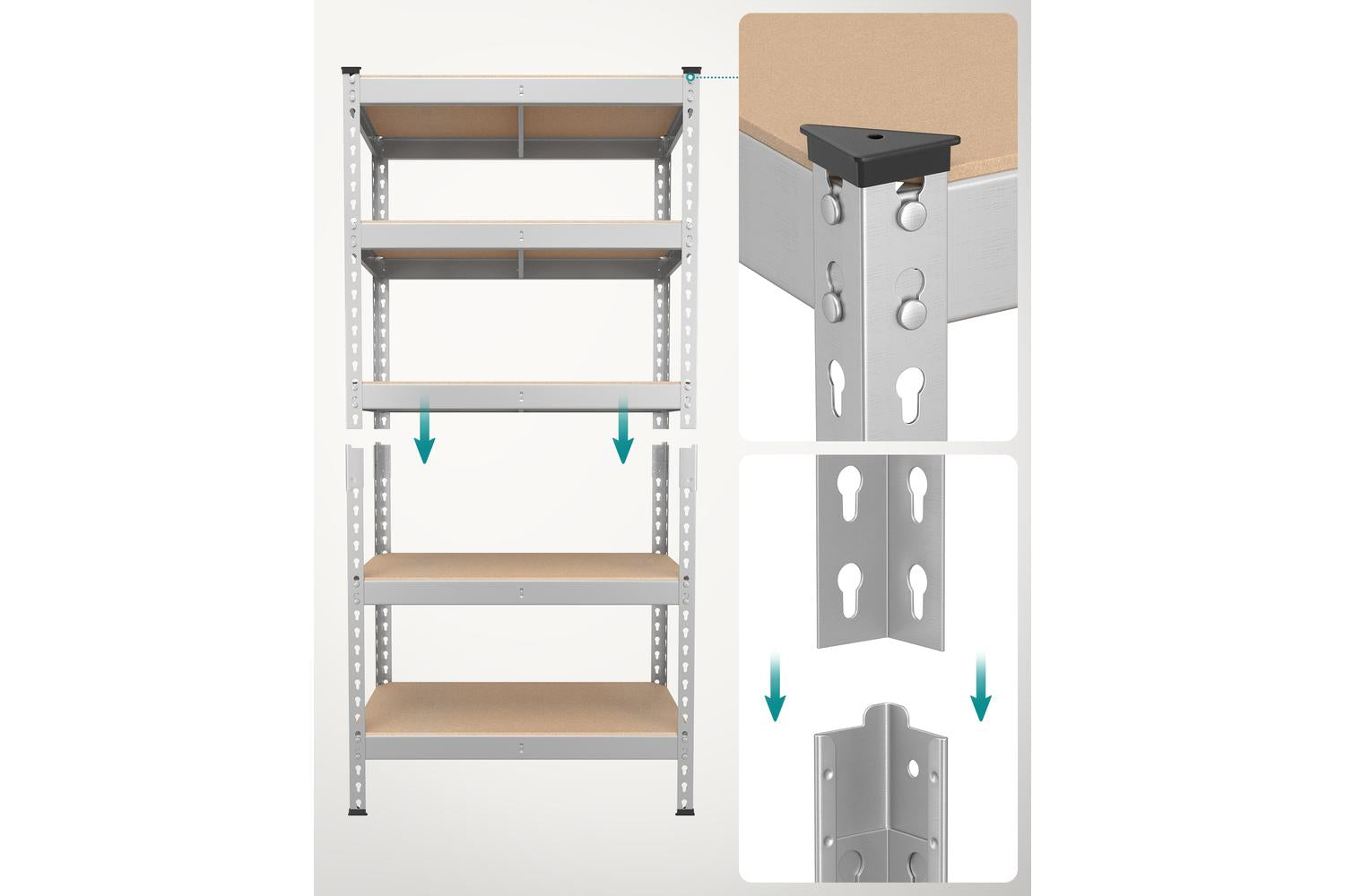 Songmics Shelving Unit | Garage Shelving | Steel & Mdf | 5-tier | 11.8 X 29.5 X 59.1 Inches-4