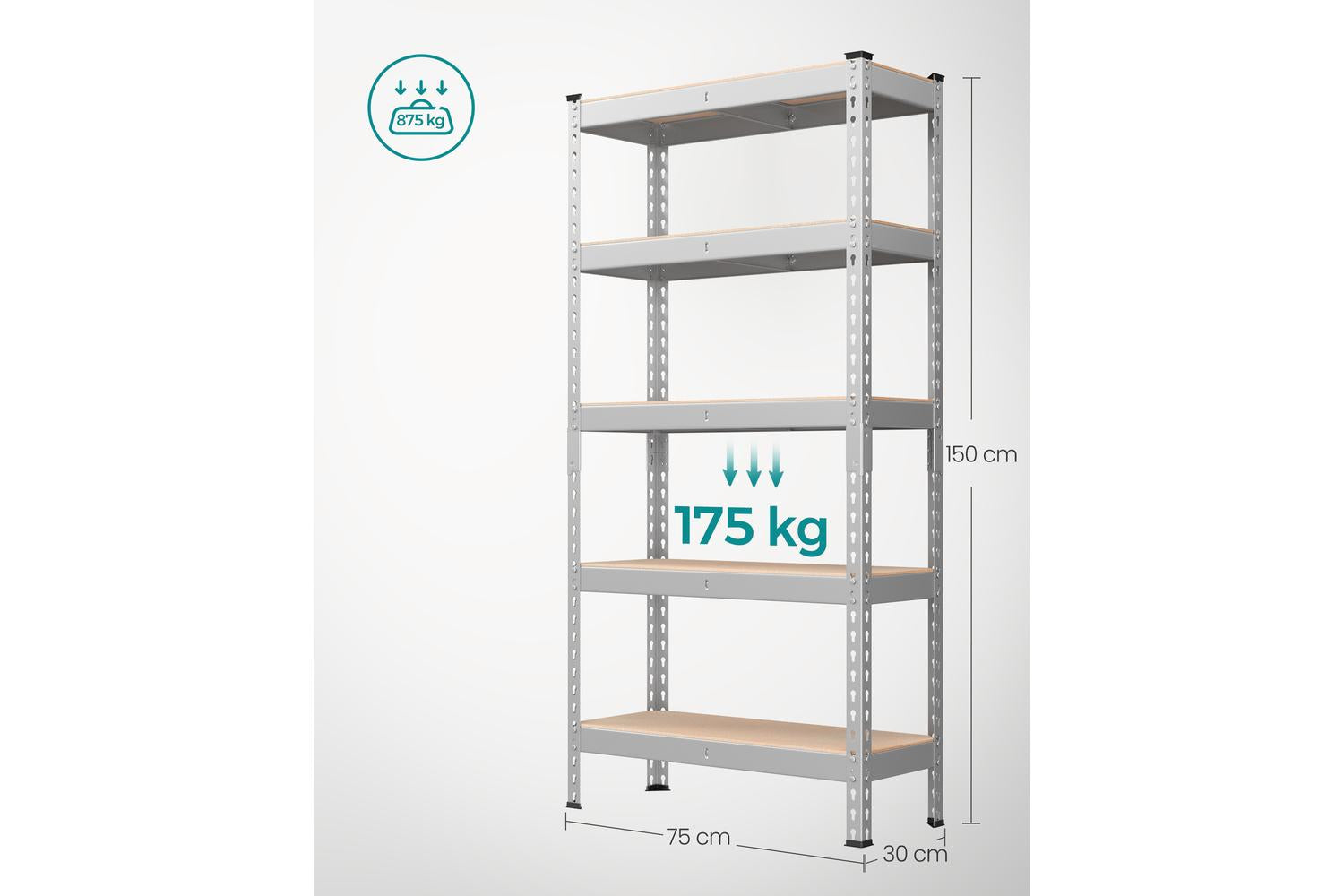 Songmics Shelving Unit | Garage Shelving | Steel & Mdf | 5-tier | 11.8 X 29.5 X 59.1 Inches-6
