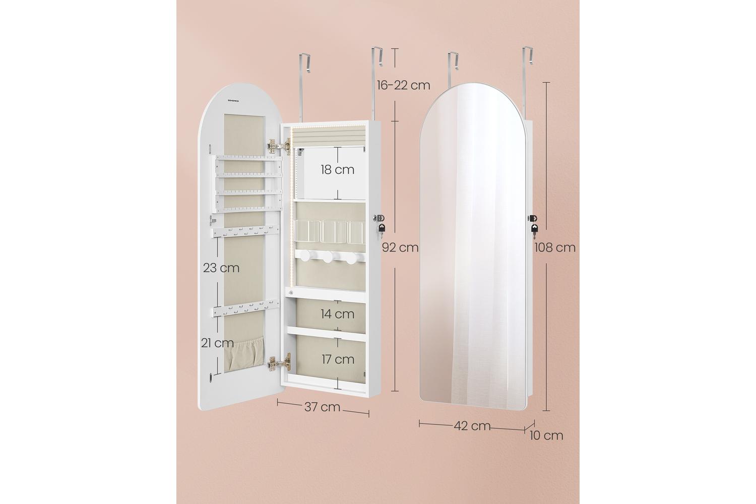 Jewelry Cabinet | Jewelry Armoire | Mdf And Glass | 42 Cm Wide-4