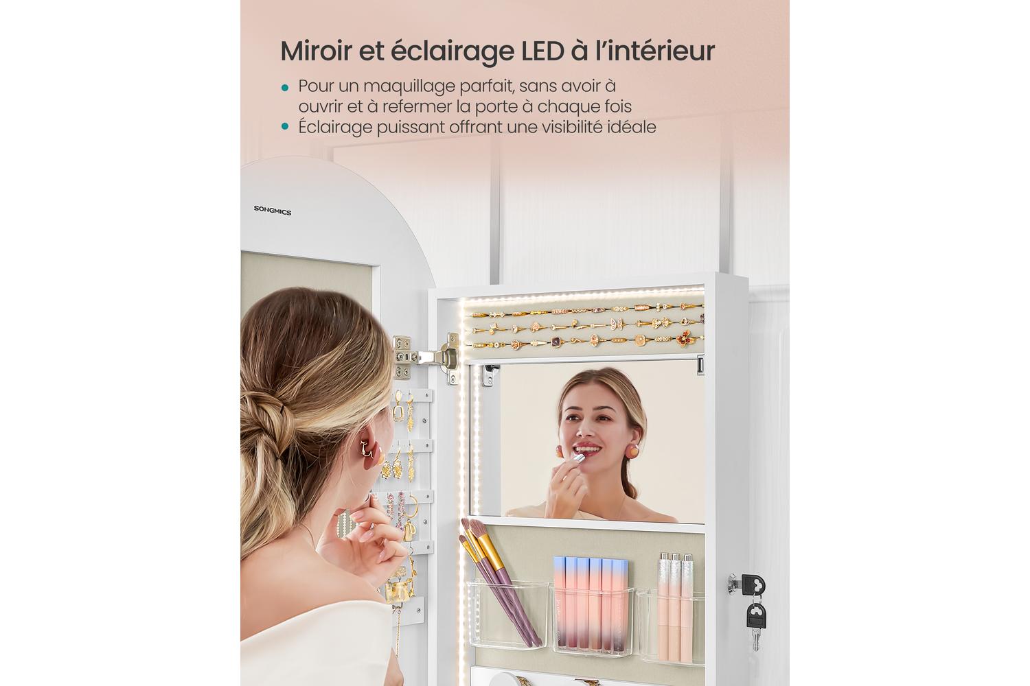 Jewelry Cabinet | Jewelry Armoire | Mdf And Glass | 42 Cm Wide-5