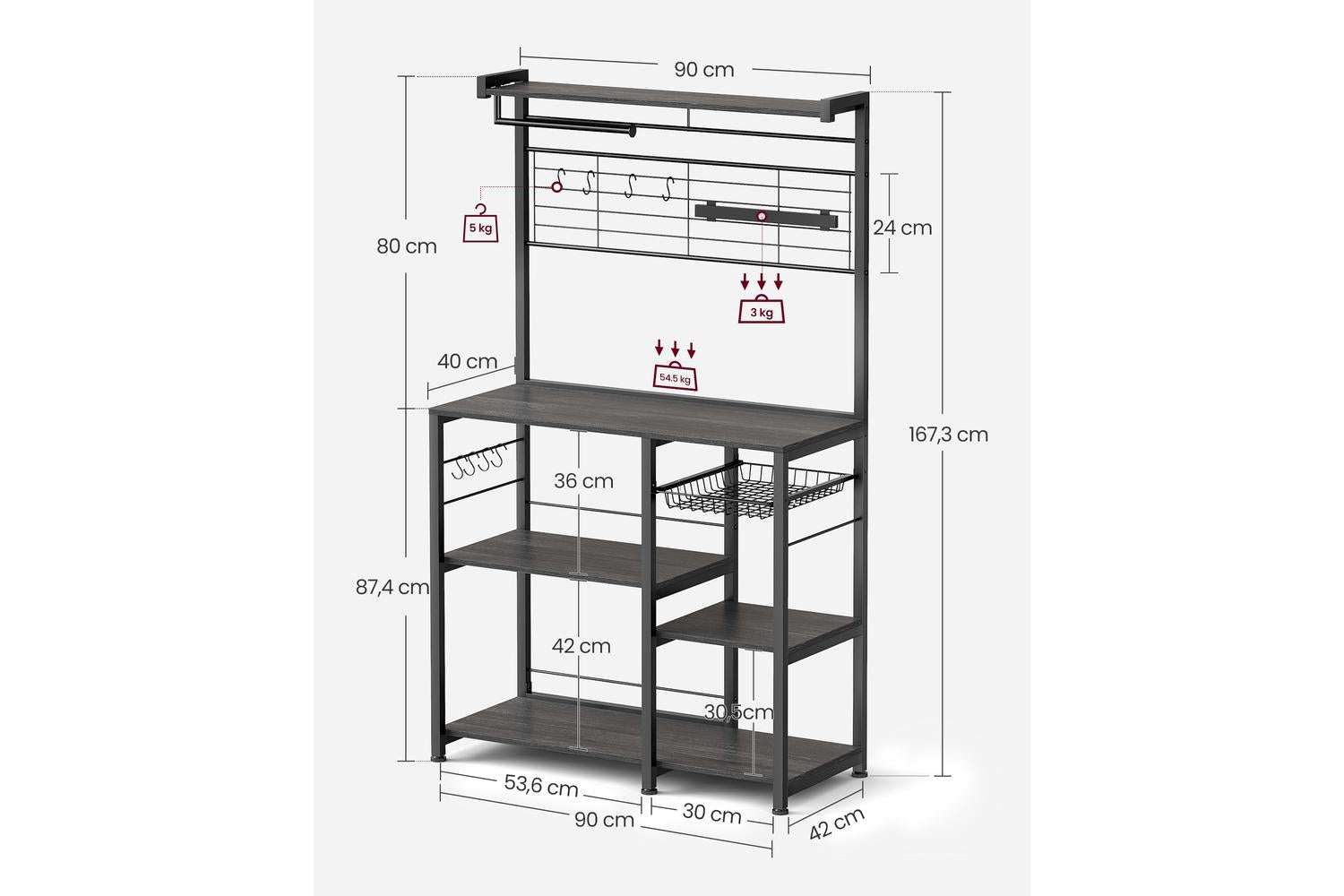 Kitchen Shelf | Kitchen Storage Shelf | Particle Board And Steel | Adjustable-8