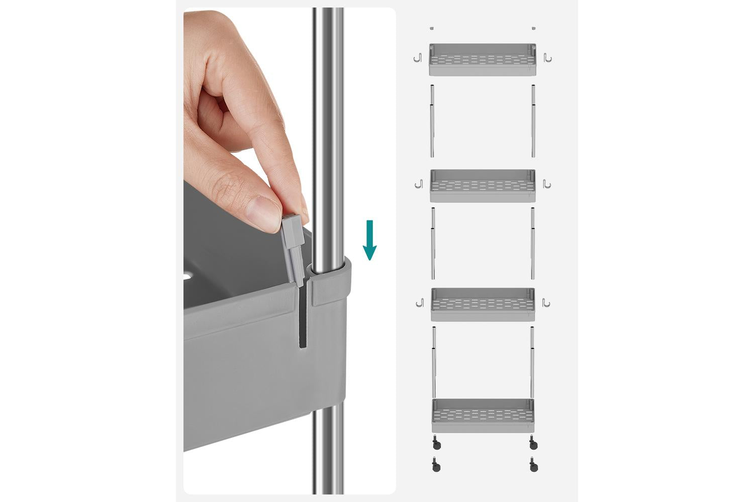 Kitchen Storage Rack | Storage Cart | Polypropylene & Metal | 4-tier-4