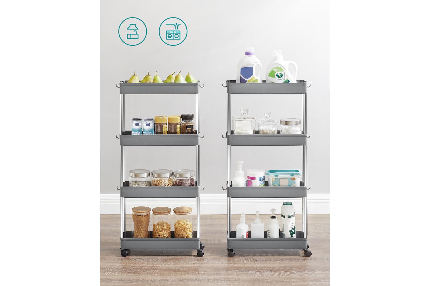 Kitchen Storage Rack | Storage Cart | Polypropylene & Metal | 4-tier-6