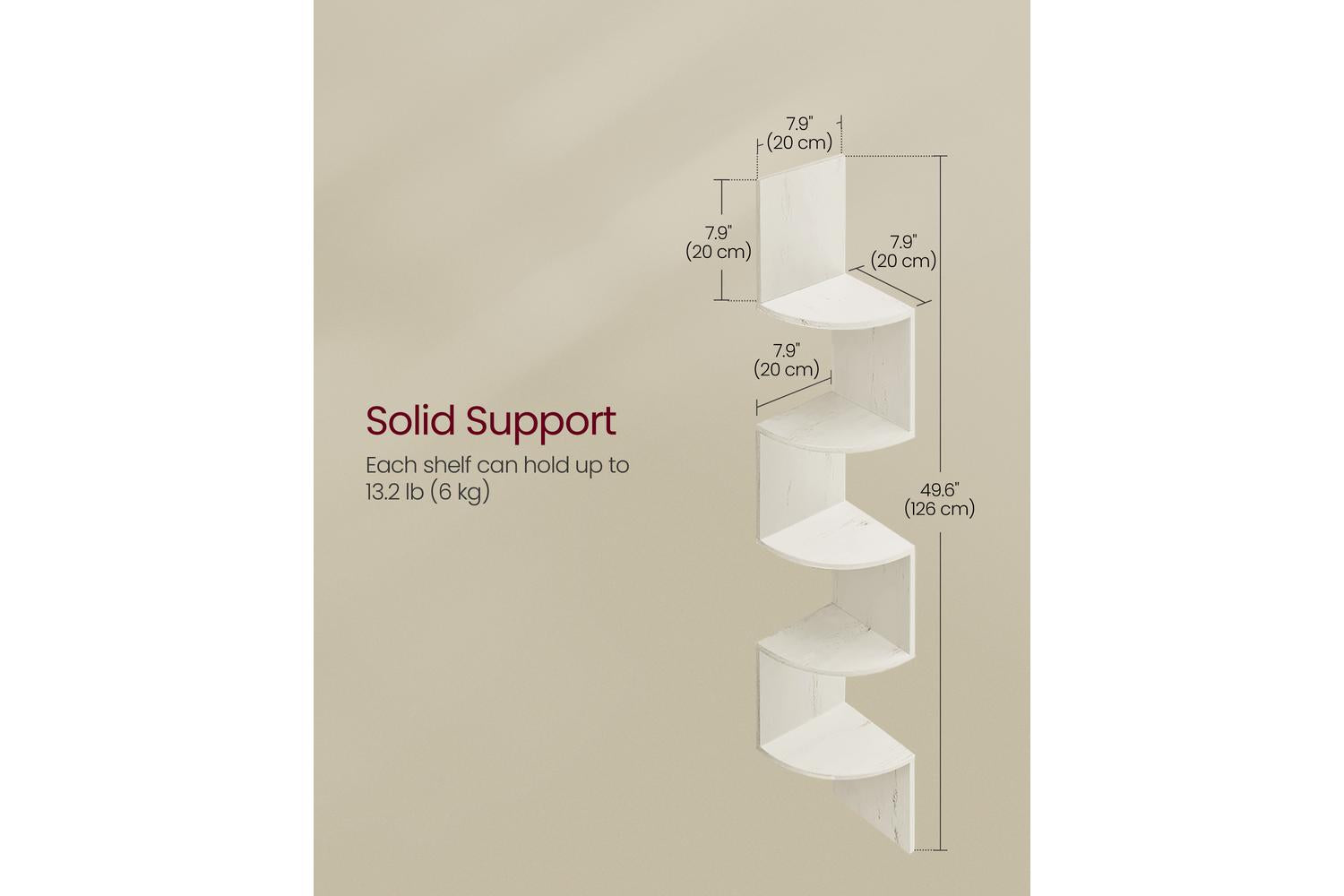 Cornershelf | Wall Corner Shelf | Particleboard | 49.6 Inch-4