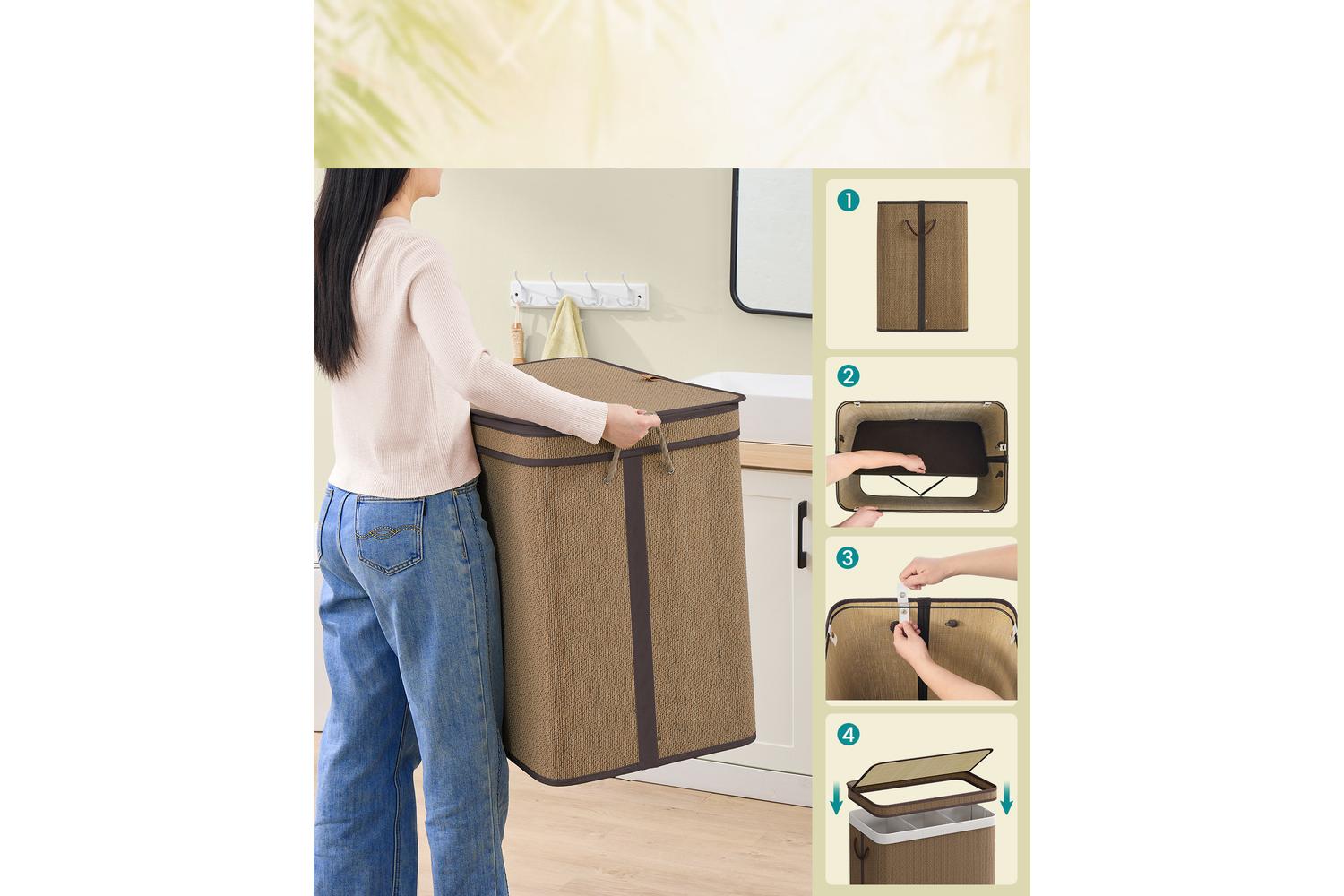 Laundry Hamper | Laundry Basket | Bamboo | Large-5