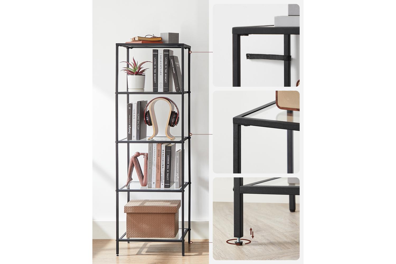 Vasagle Storage Rack | 5-tier | Tempered Glass & Steel | 30 X 40 X 124.5 Cm-4