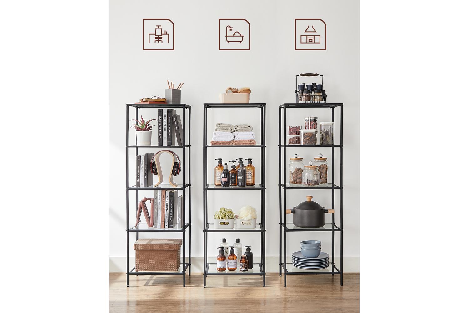Vasagle Storage Rack | 5-tier | Tempered Glass & Steel | 30 X 40 X 124.5 Cm-5