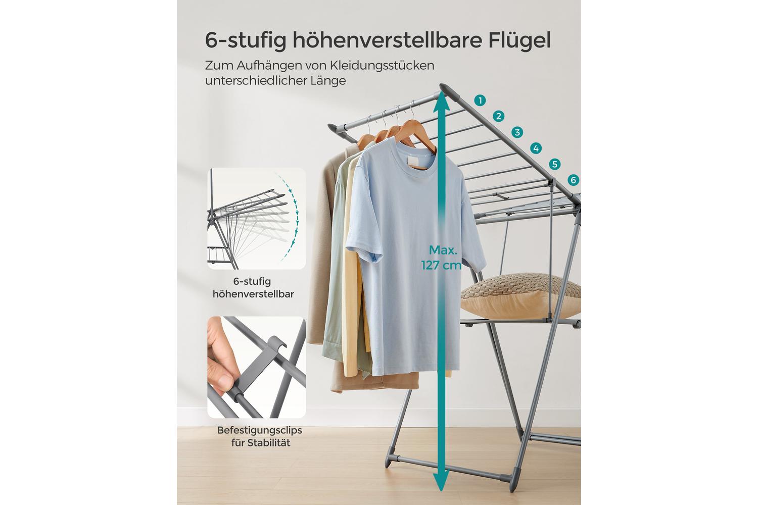 Clothes Drying Rack | Clothes Airer | Steel | Large-3