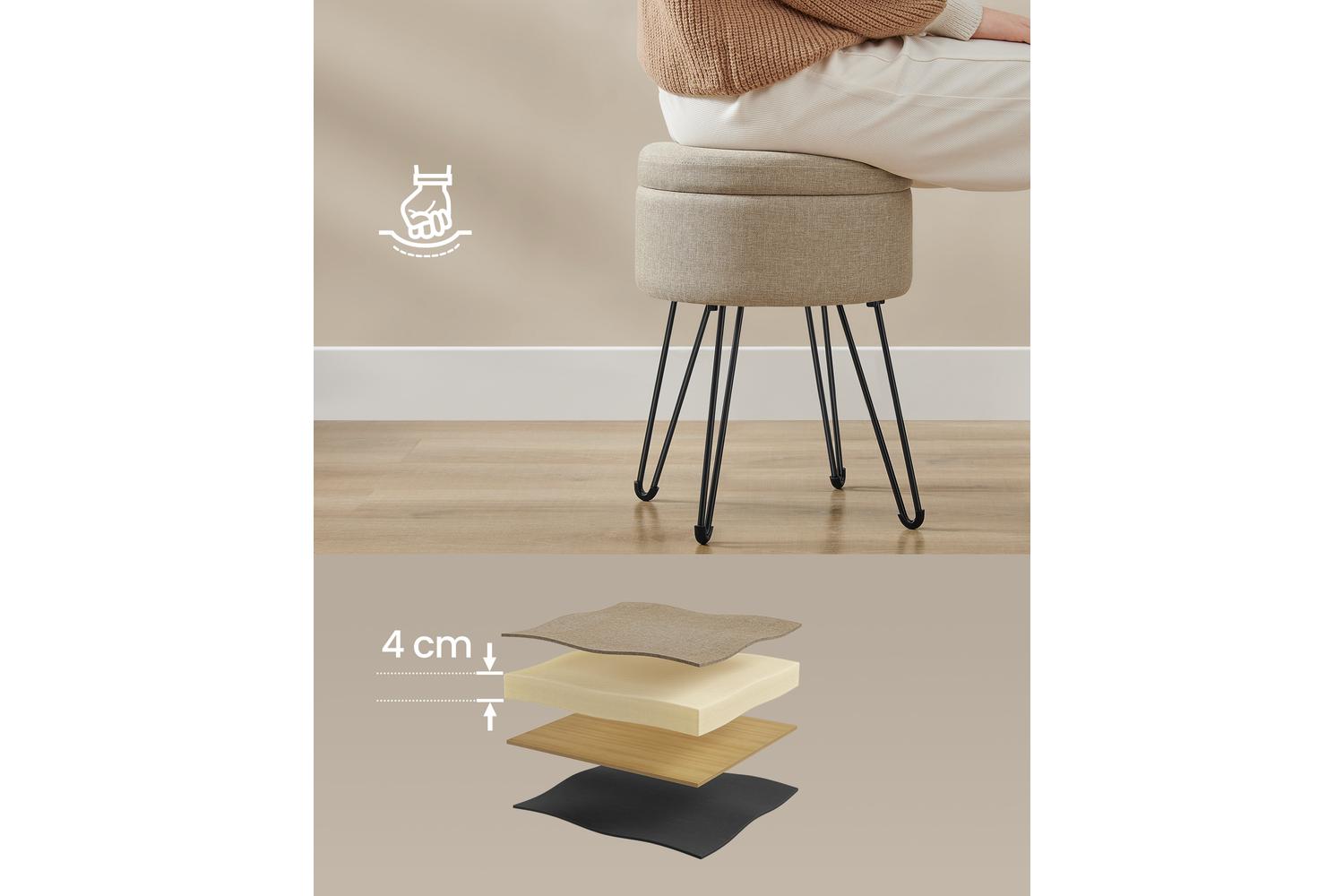 Storage Ottoman | Storage Bench | Faux Linen | 39 X 44.1 Cm-2