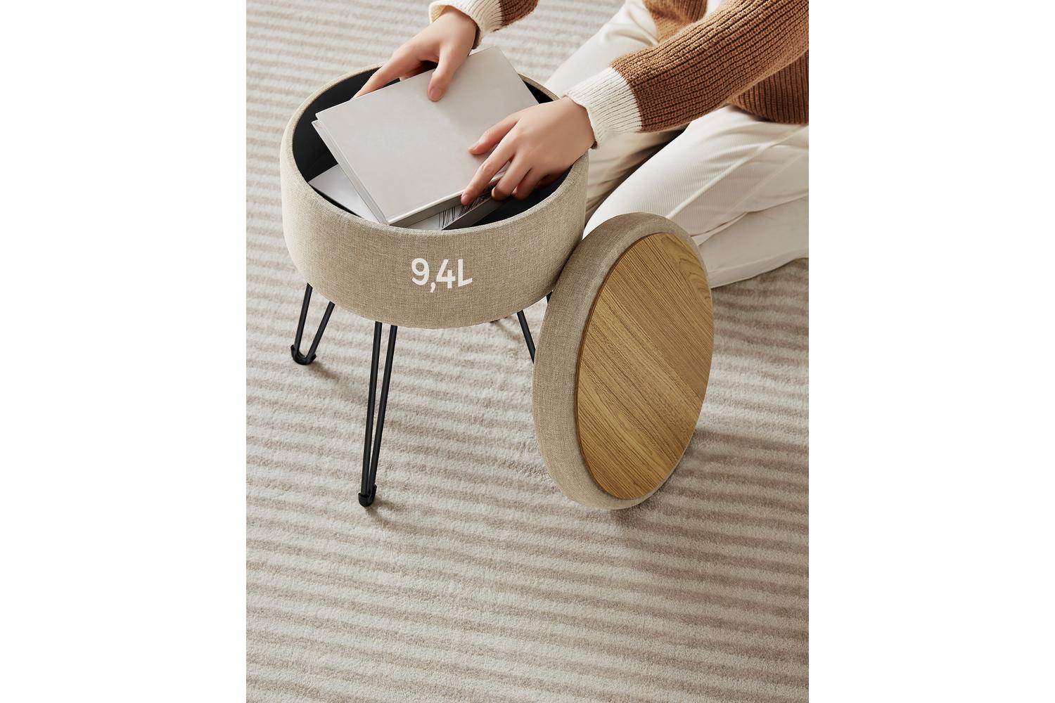 Storage Ottoman | Storage Bench | Faux Linen | 39 X 44.1 Cm-4