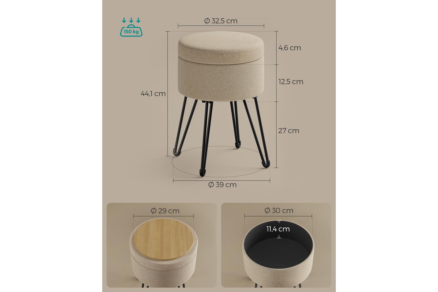 Storage Ottoman | Storage Bench | Faux Linen | 39 X 44.1 Cm-5