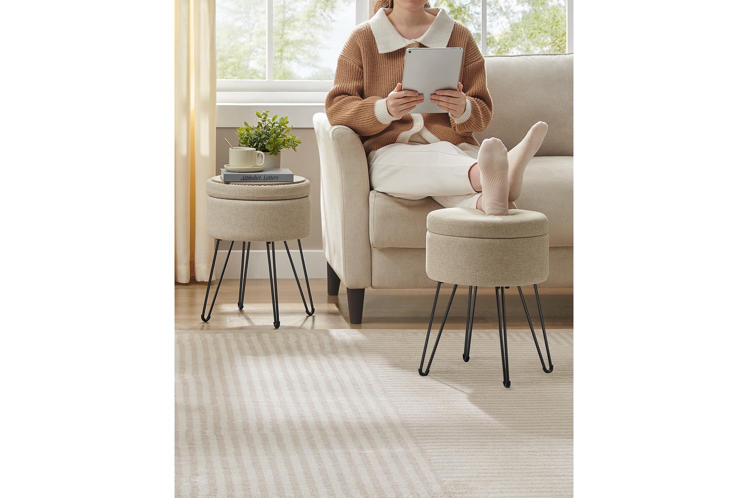 Storage Ottoman | Storage Bench | Faux Linen | 39 X 44.1 Cm-6