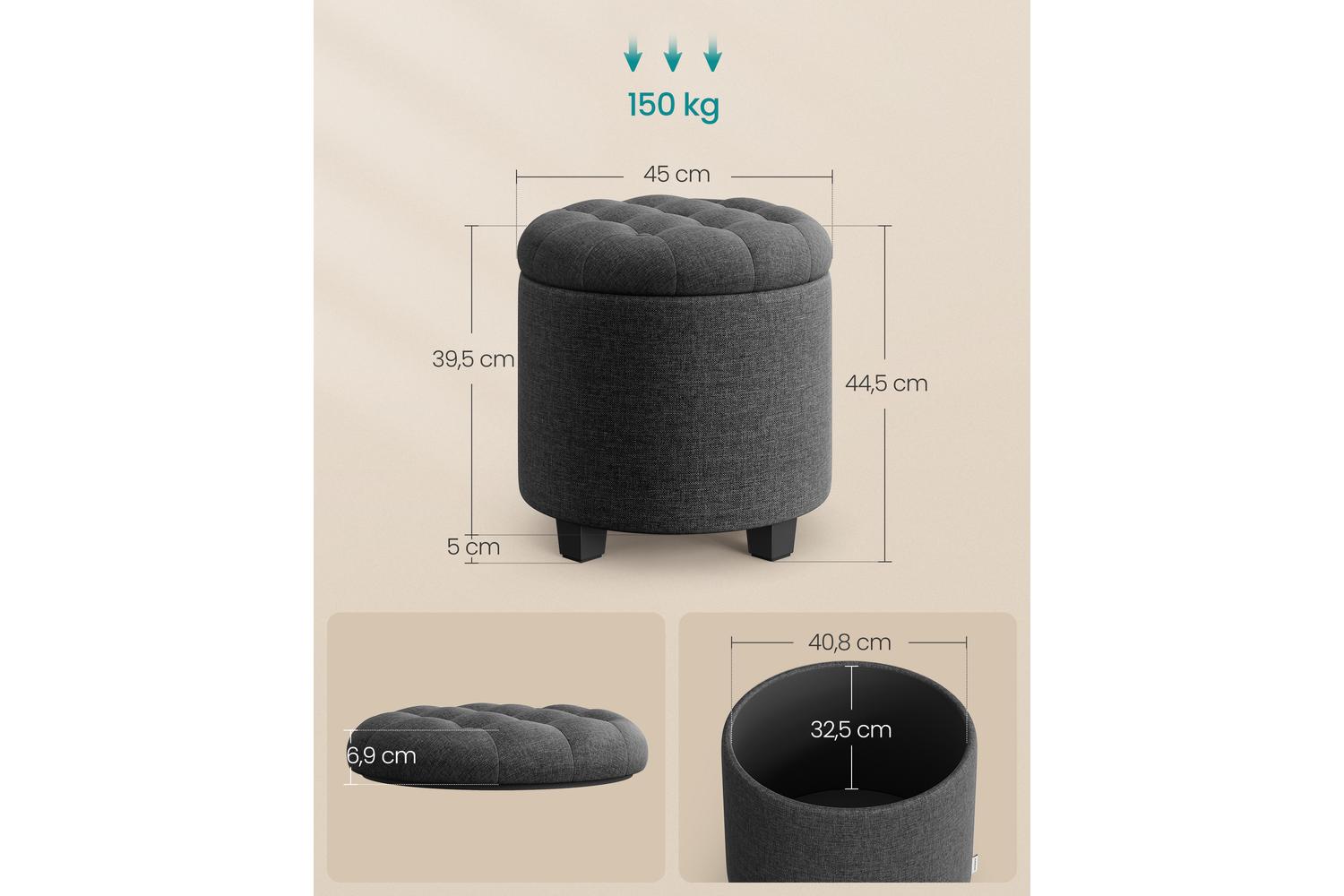 Storage Ottoman | Storage Box | Linen-look Fabric | 22 Litre-2