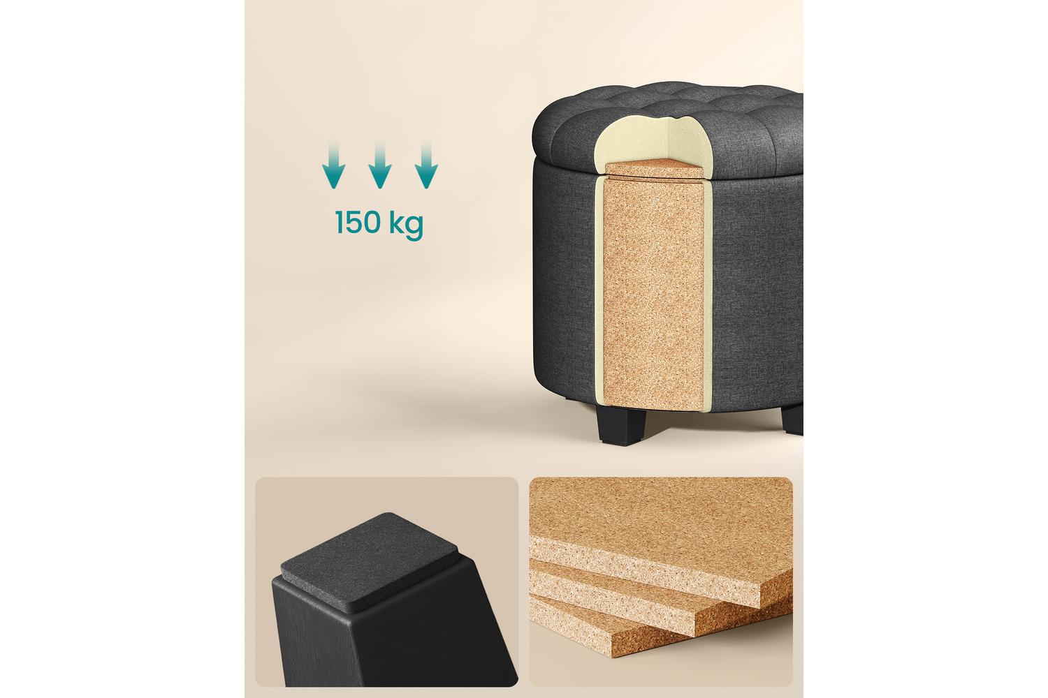 Storage Ottoman | Storage Box | Linen-look Fabric | 22 Litre-3
