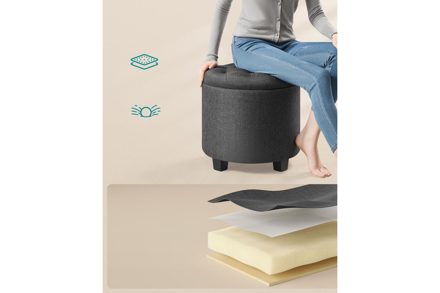 Storage Ottoman | Storage Box | Linen-look Fabric | 22 Litre-4