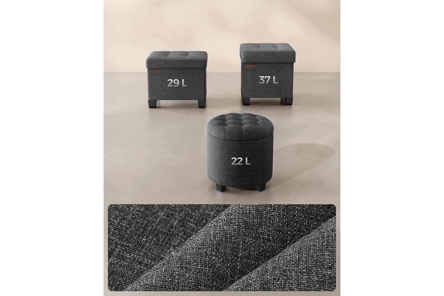 Storage Ottoman | Storage Box | Linen-look Fabric | 22 Litre-5