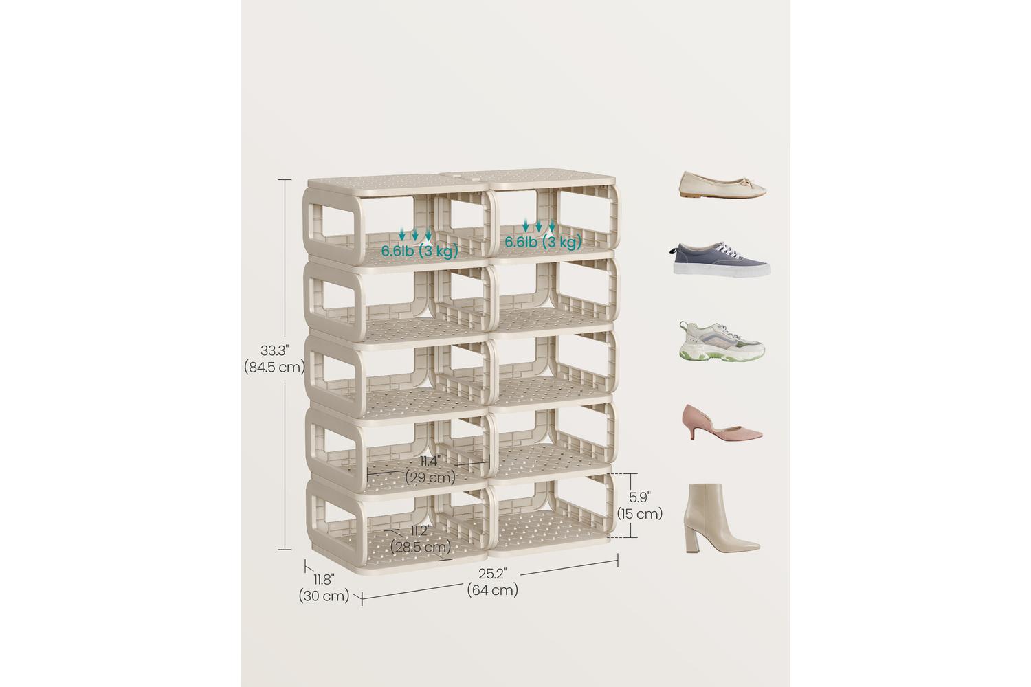 Shoe Rack | Shoe Storage Organiser | Plastic | 10 Compartment-5
