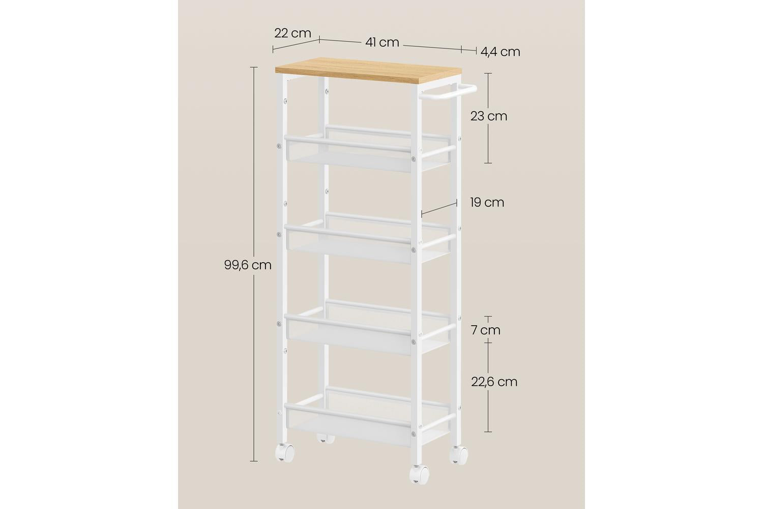 Vasagle Storage Cart | Steel Frame | Five Tier | Narrow Design-6