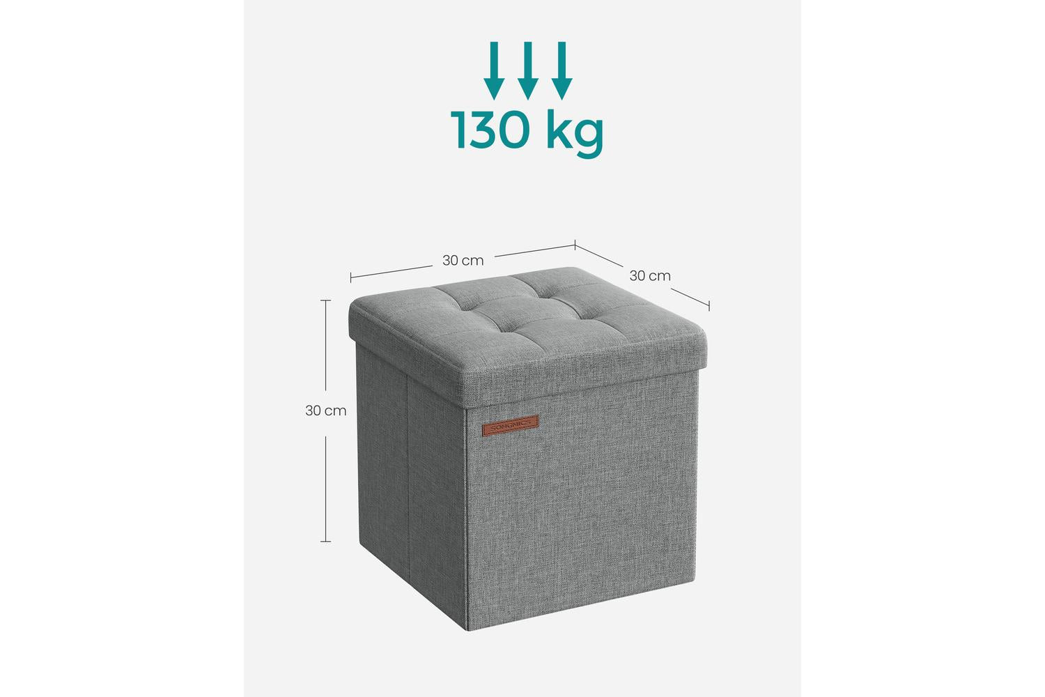 Storage Ottoman | Storage Box | Linen-look Fabric | 30 X 30 X 30 Cm-4