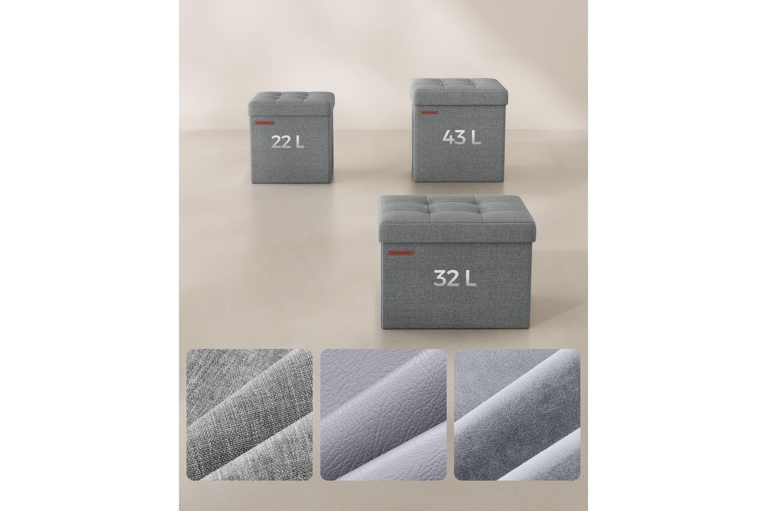 Storage Ottoman | Storage Box | Linen-look Fabric | 30 X 30 X 30 Cm-5