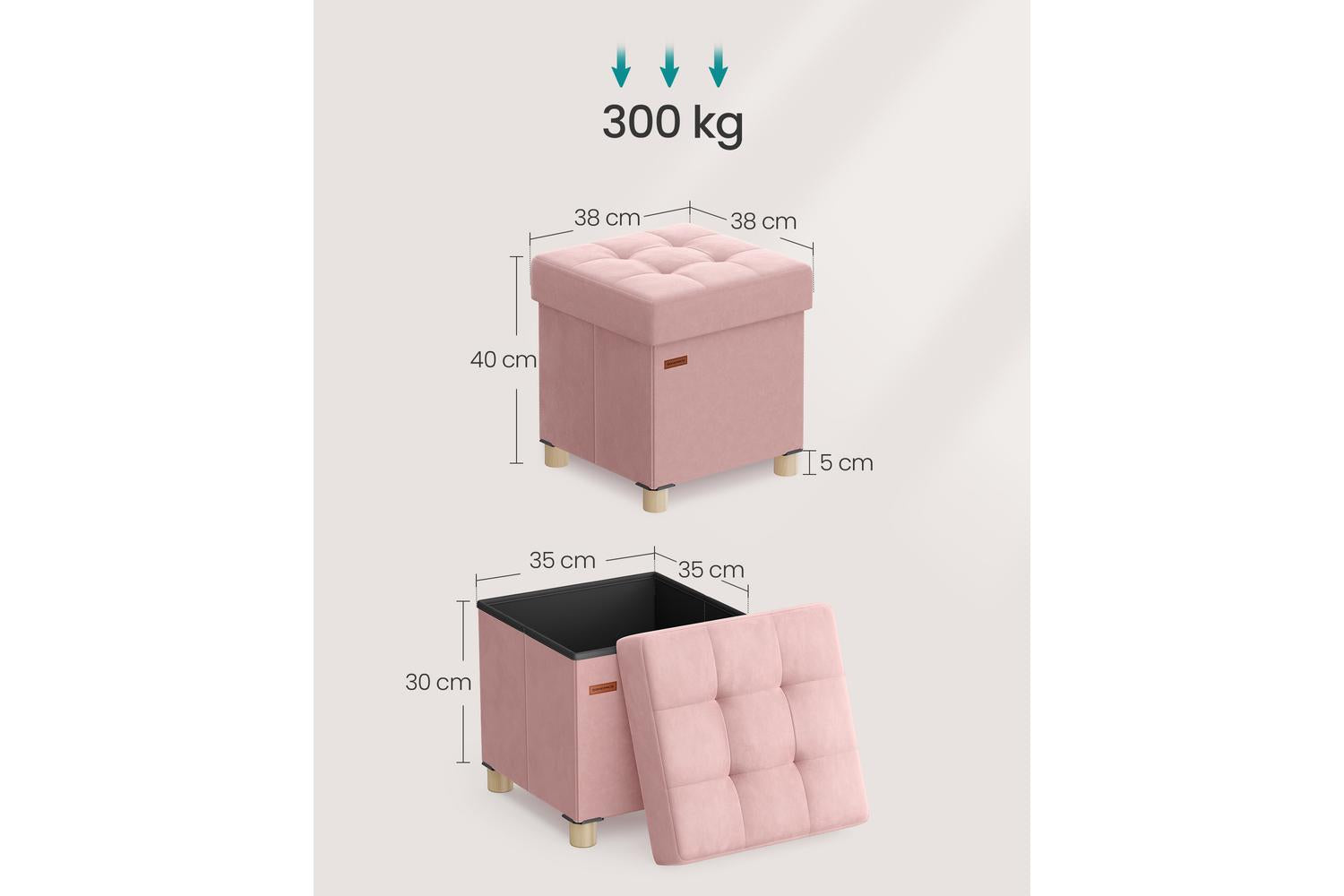 Ottoman | Storage Bench | Velvet | 38 X 38 X 40 Cm-2