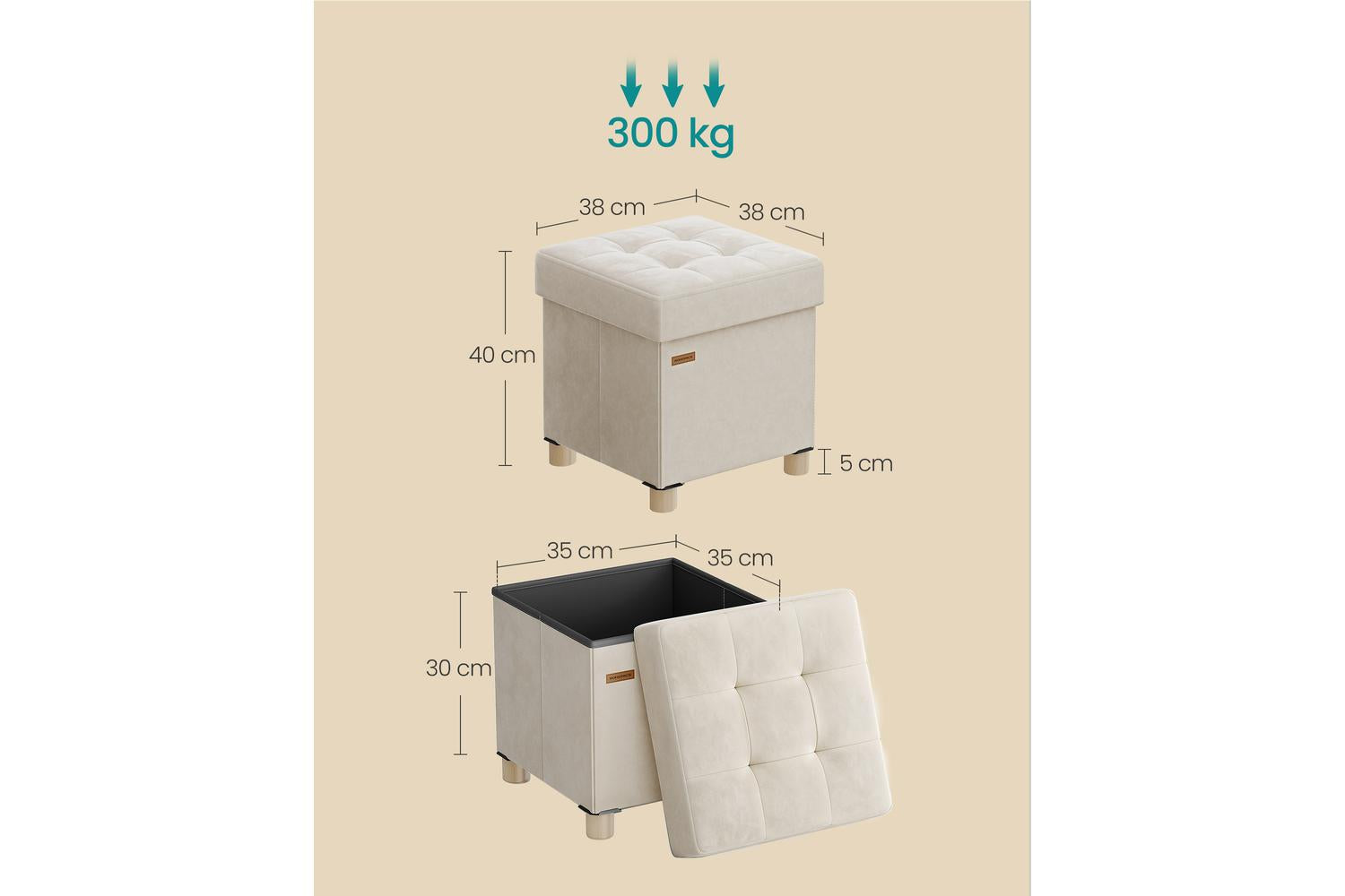 Ottoman | Storage Bench | Velvet | 38 X 38 X 40 Cm-3