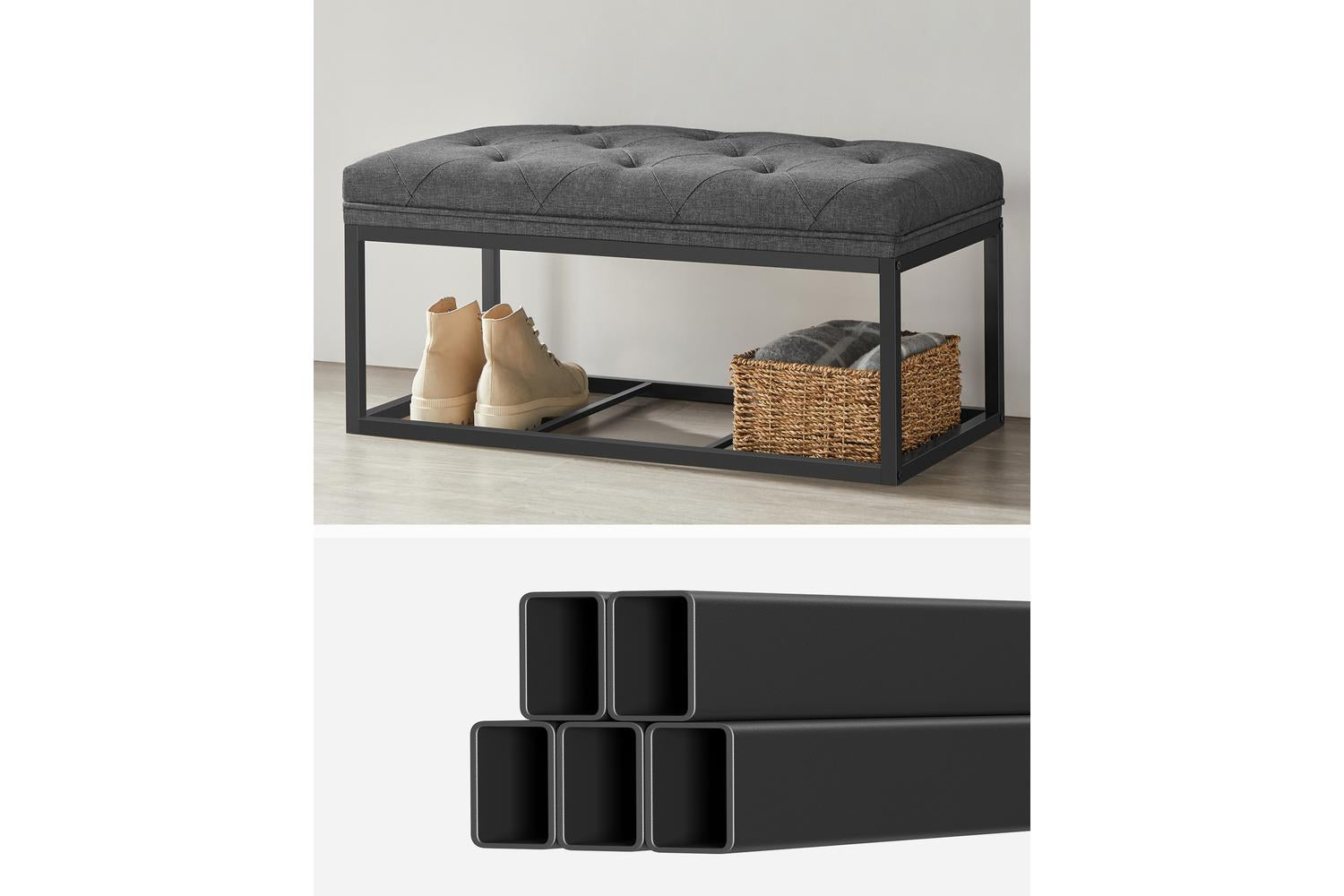 Storage Ottoman | Ottoman | Linen Look | 40 X 76 X 40 Cm-2