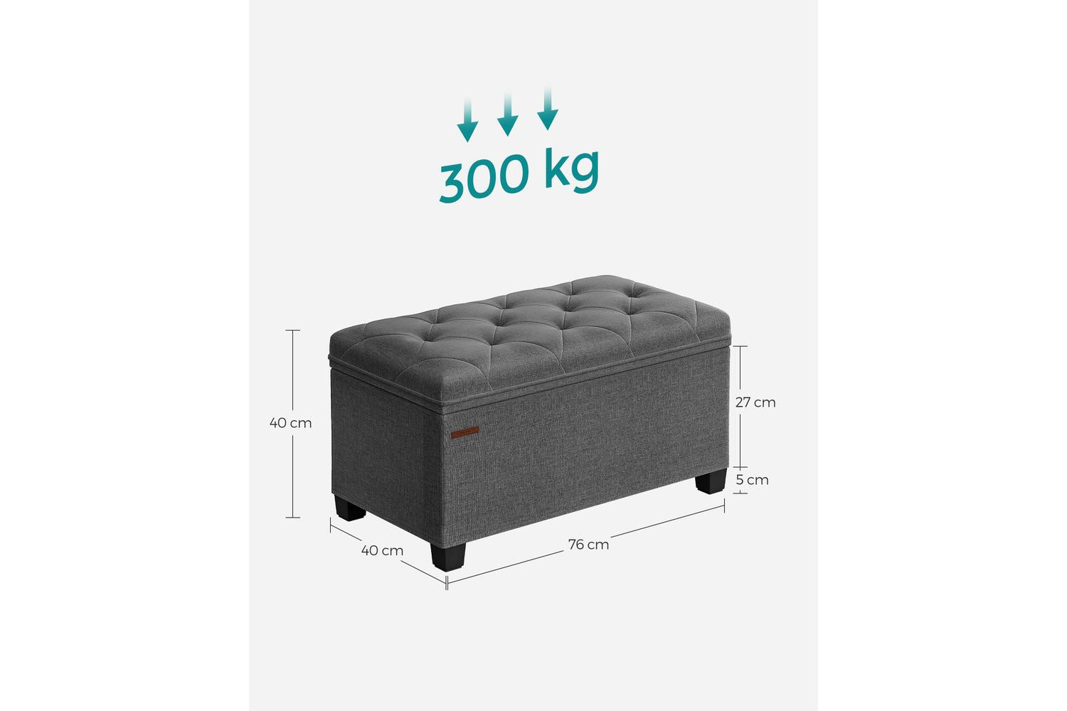 Storage Ottoman | Ottoman | Linen Look | 40 X 76 X 40 Cm-4