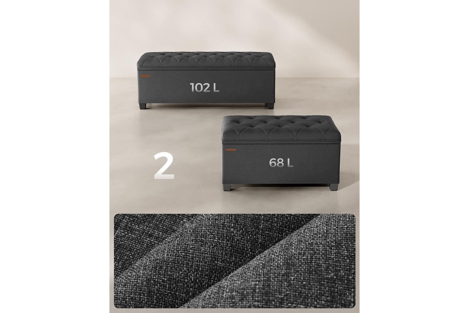 Storage Ottoman | Ottoman | Linen Look | 40 X 76 X 40 Cm-5